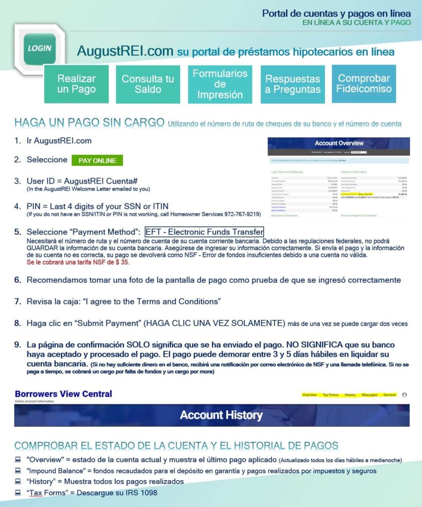 Opciones de Pago - August REI